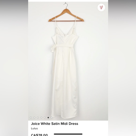 Lulu’s wedding line, satin white belted mid length dress size xs NWT - Picture 2 of 3